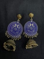 Peacock Enamel Earrings - Image 2