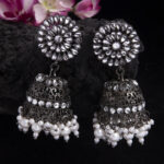 Black Metal Pearl Jhumki