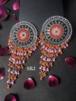 Round Embroidered Earrings - Image 2