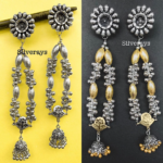 Flower long earrings