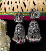 Peacock Pearl Jhumki - Image 3