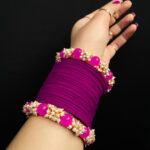 Pearl velvet bangles pink